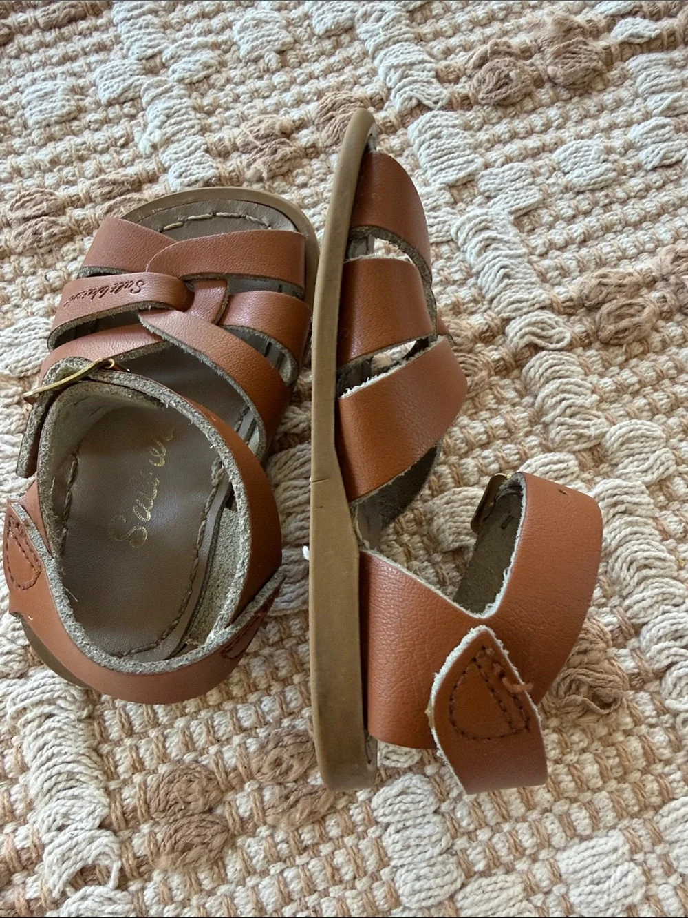Salt-Water Toddler Brown Leather Strappy Sandals 4